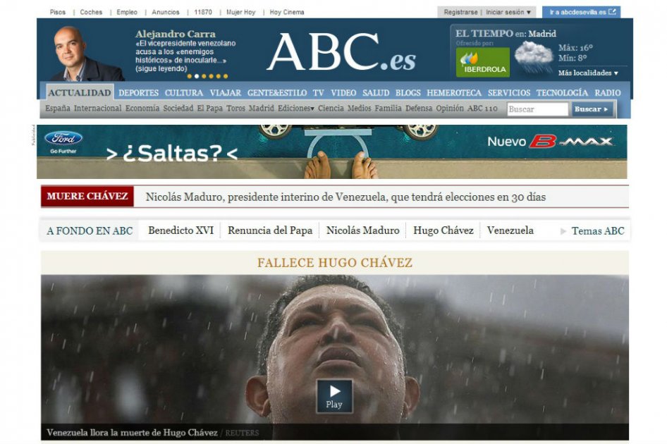Según ABC la muerte de Chávez fue anunciada 9 horas después