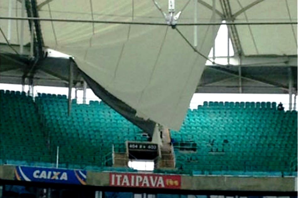 Cae parte del techo de estadio sede de la Copa Confederaciones