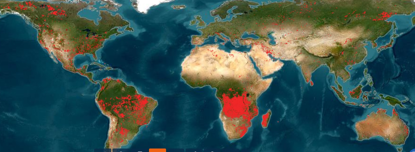 Dos veces al día, los dos satélites escanean toda la superficie de la Tierra y recogen datos precisos sobre la localización y la intensidad de los incendios.