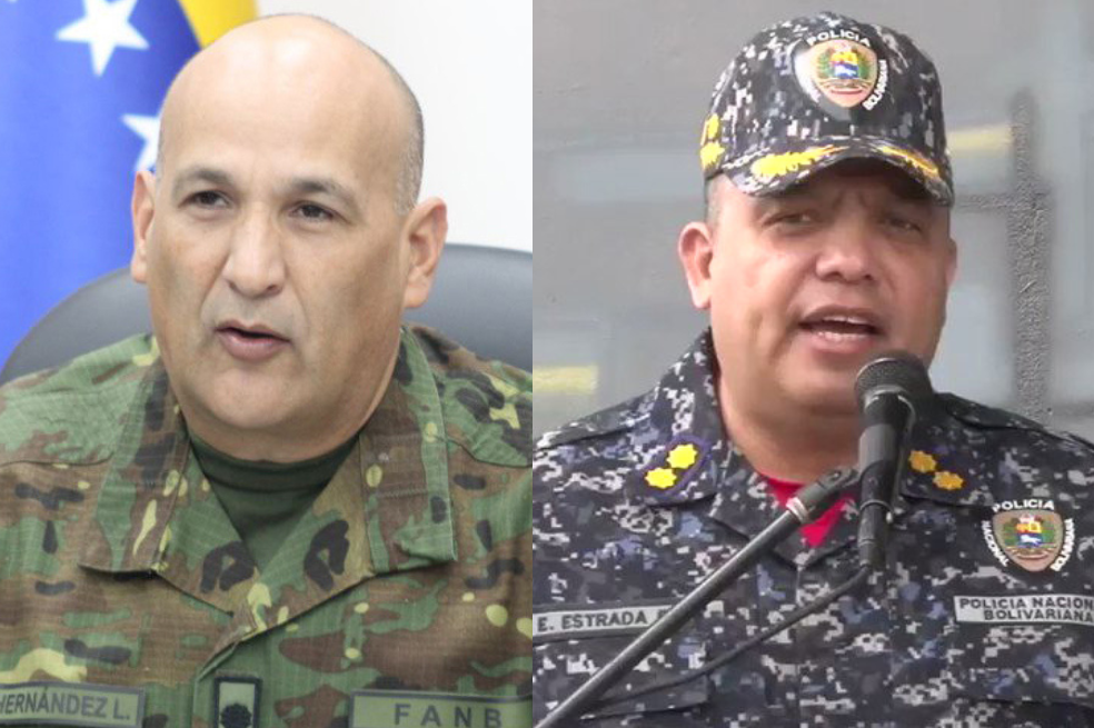 Johan Alexander Hernández Lárez, comandante general del Ejército venezolano, y Elio Ramón Estrada Paredes, comandante general de la Guardia Nacional.