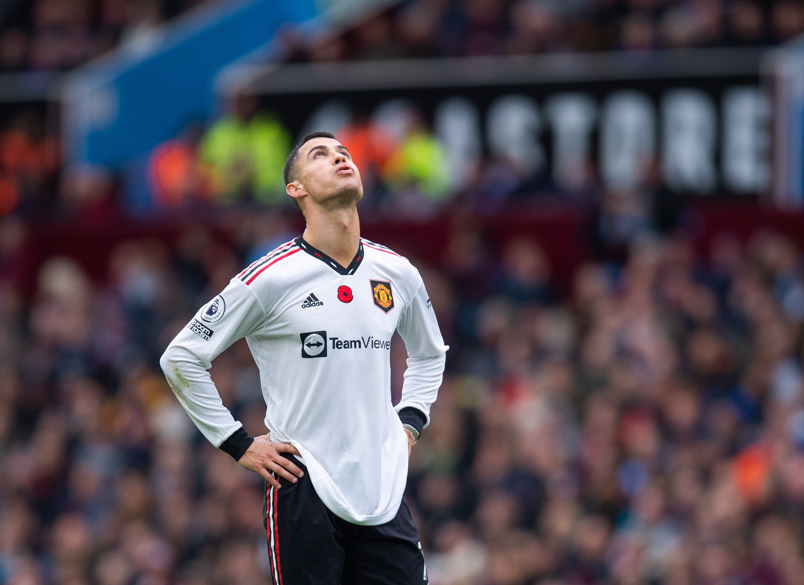 Birmingham (United Kingdom), 06/11/2022.- (FILE) - Manchester United's Cristiano Ronaldo reacts after the English Premier League soccer match between Aston Villa FC and Manchster United FC at Villa Park in Birmingham, Britain, 06 November 2022 (re-issued 22 November 2022). Cristiano Ronaldo and Manchester United reached an agreement to mutually terminate the player's contract the club announced 22 November 2022. (Reino Unido) EFE/EPA/PETER POWELL EDITORIAL USE ONLY. No use with unauthorized audio, video, data, fixture lists, club/league logos or 'live' services. Online in-match use limited to 120 images, no video emulation. No use in betting, games or single club/league/player publications