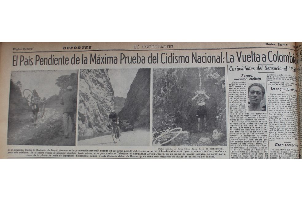 Así cubría El Espectador la expectativa que despertaba el inicio del inicio de la Vuelta a Colombia. 'El Zipa' Forero era el gran favorito.