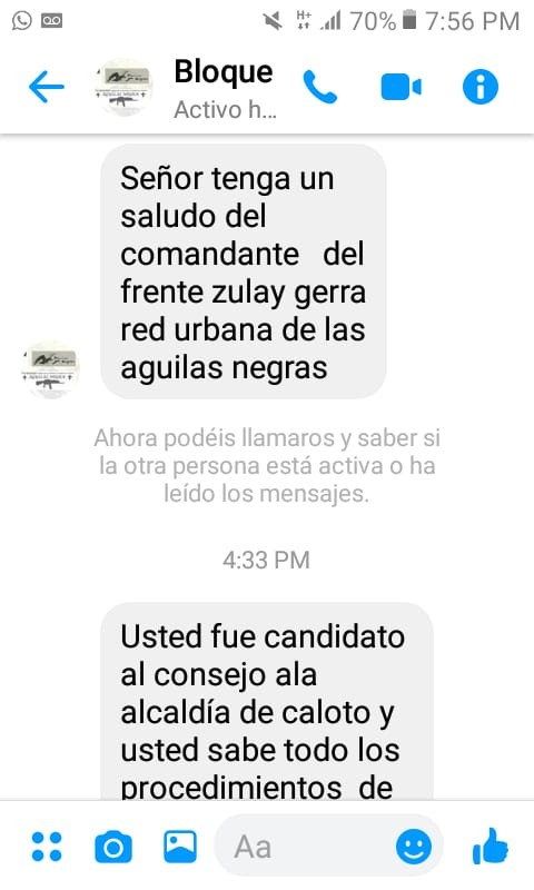 Los mensajes intimidantes.CortesíaAmenazan con visitarlo en su casa.Cortesía