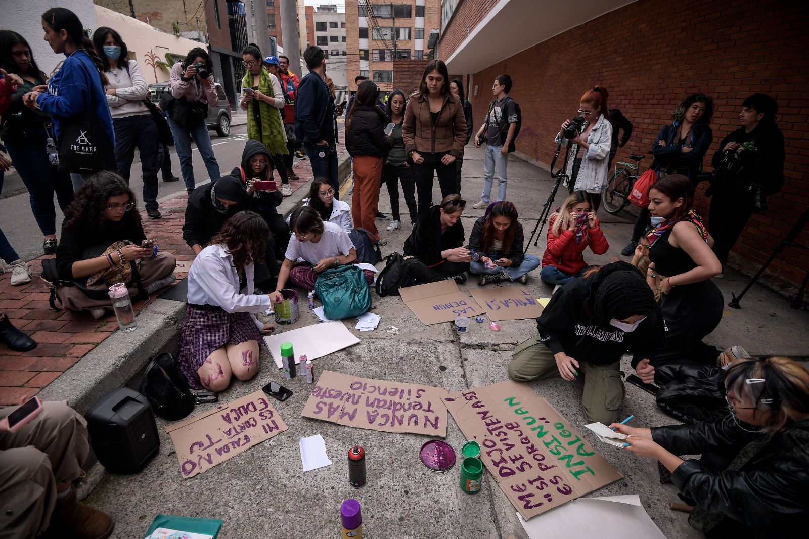 Estos son algunos de los carteles que crearon las exalumnas y alumnas del colegio.