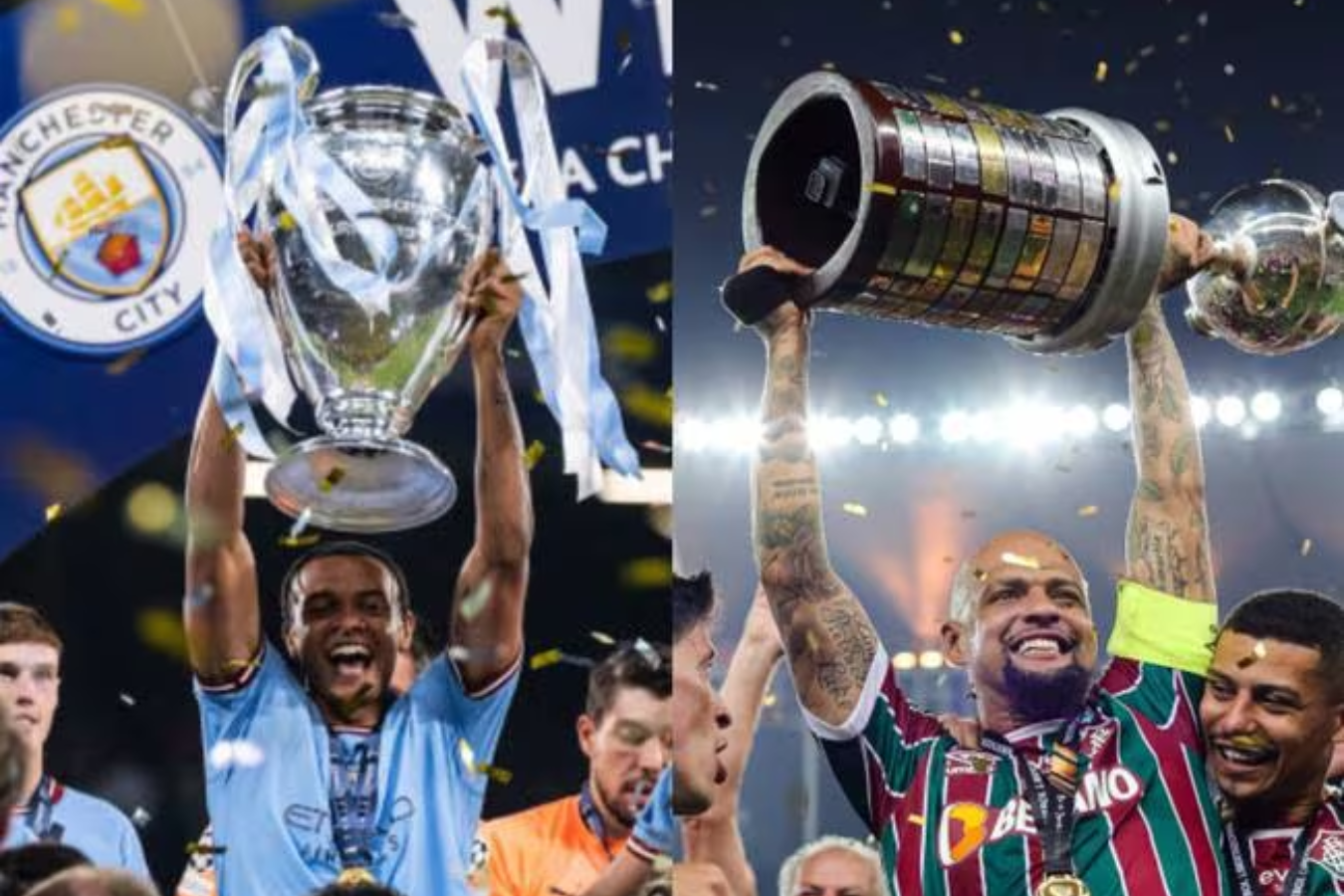 El Manchester City (izq.) se coronó como campeón de la Liga de Campeones, mientras que Fluminense se llevó la Copa Libertadores.