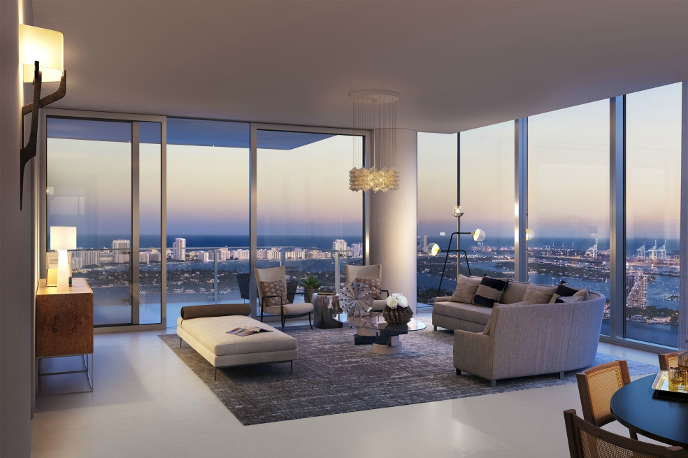 Vista del living de la Residencias Torre Sur.CortesíaCada una de las residencias cuenta con vista al mar. Missoni Baia ofrece entre uno y cinco dormitorios, en un área que va de los 72a los 352 metros cuadrados. Los propietarios tienen acceso a un conjunto de espacios diseñados en colaboración con Missoni y tiene las comodidades de cualquier lujoso resort, aunque en un entorno residencial privado.