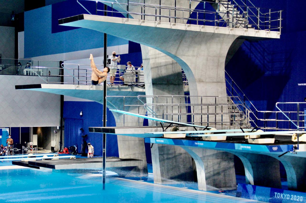 Sebastián Morales y Daniel Restrepo, en semifinales de trampolín en Tokio