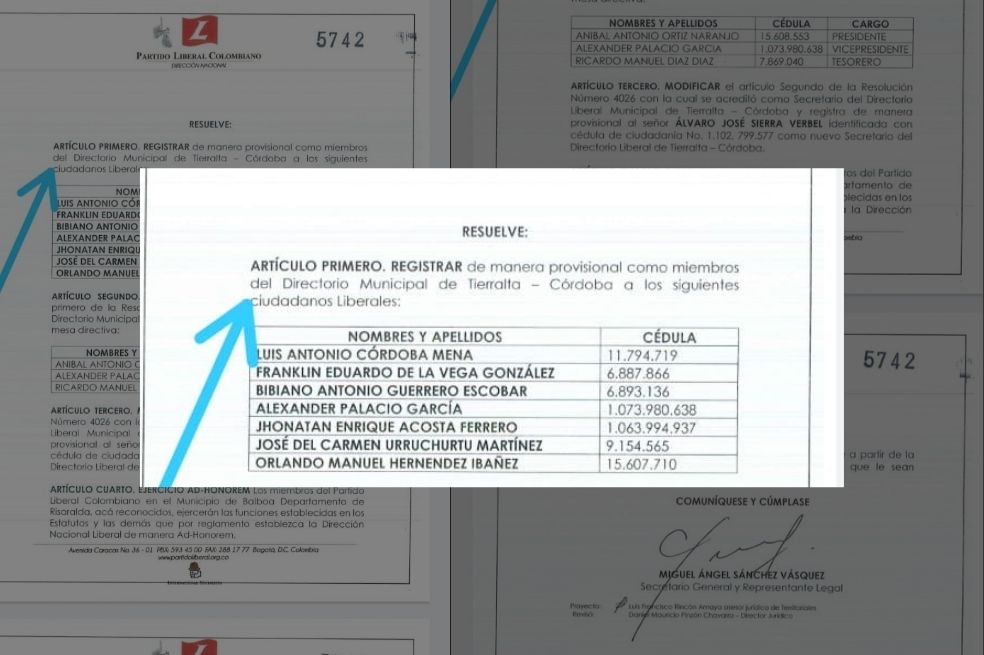 Franklin de la Vega aparece inscrito como miembro del Partido Liberal.