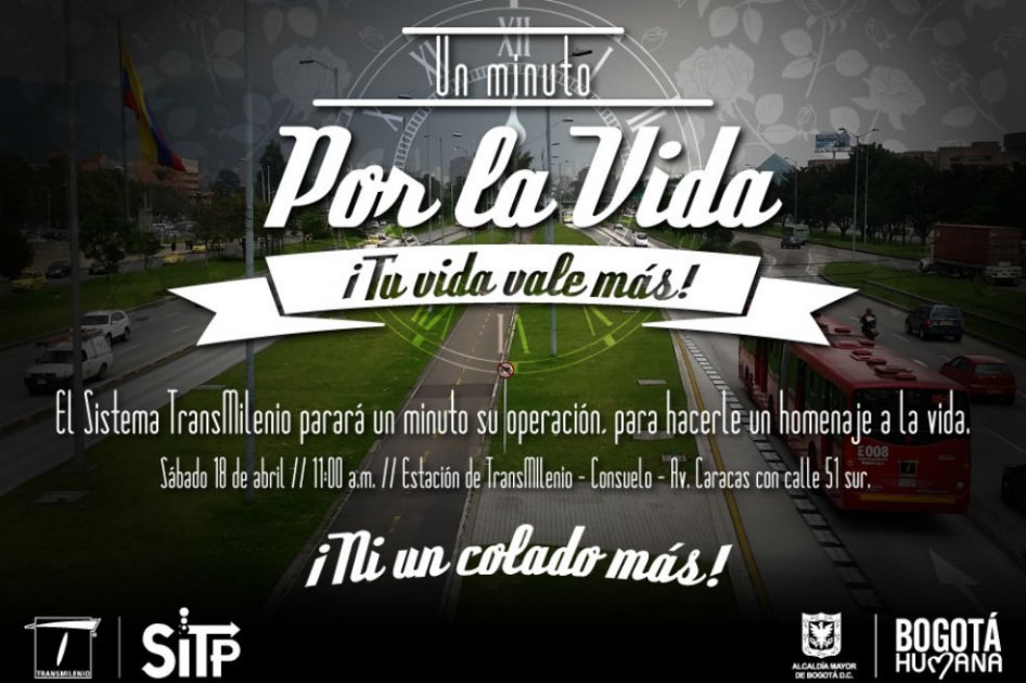 Por un minuto Transmilenio detendrá los articulados en homenaje a la vida