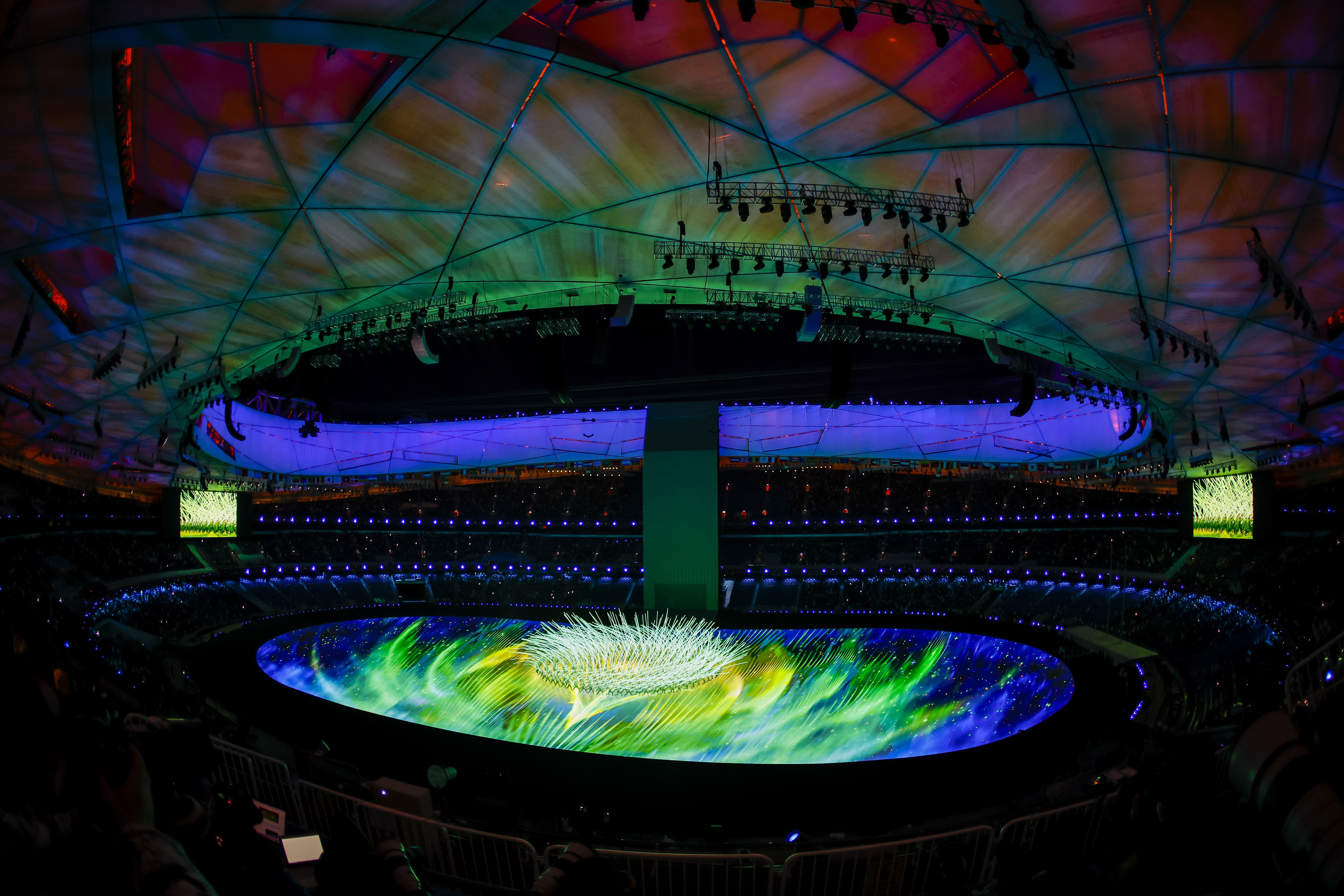 Beijing (China), 04/02/2022.- A general view during the Opening Ceremony of the Beijing 2022 Olympic Games at the National Stadium, also known as Bird's Nest, in Beijing China, 04 February 2022. EFE/EPA/SALVATORE DI NOLFI