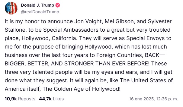 Este fue el mensaje que Donald Trump publicó a través de su cuenta oficial en Truth Social.