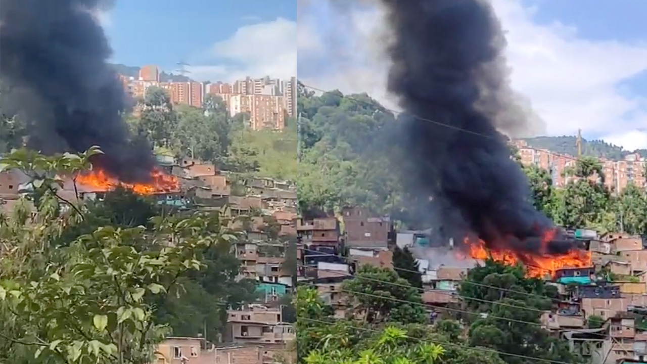 Al menos 20 viviendas afectadas por incendio en Medellín