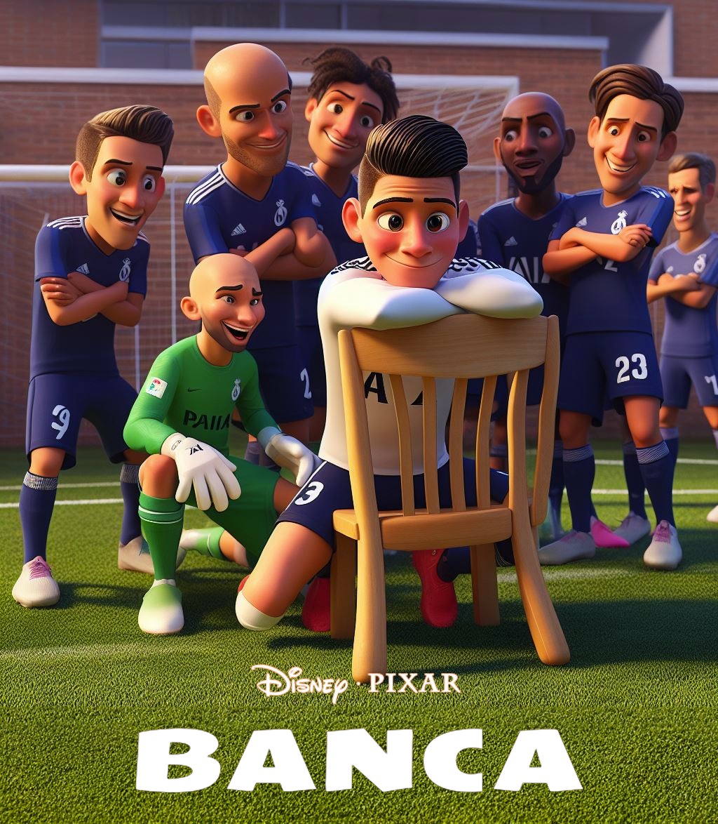 Imagen creada con inteligencia artificial del paso de James Rodriguez en el Real Madrid Estilo Disney