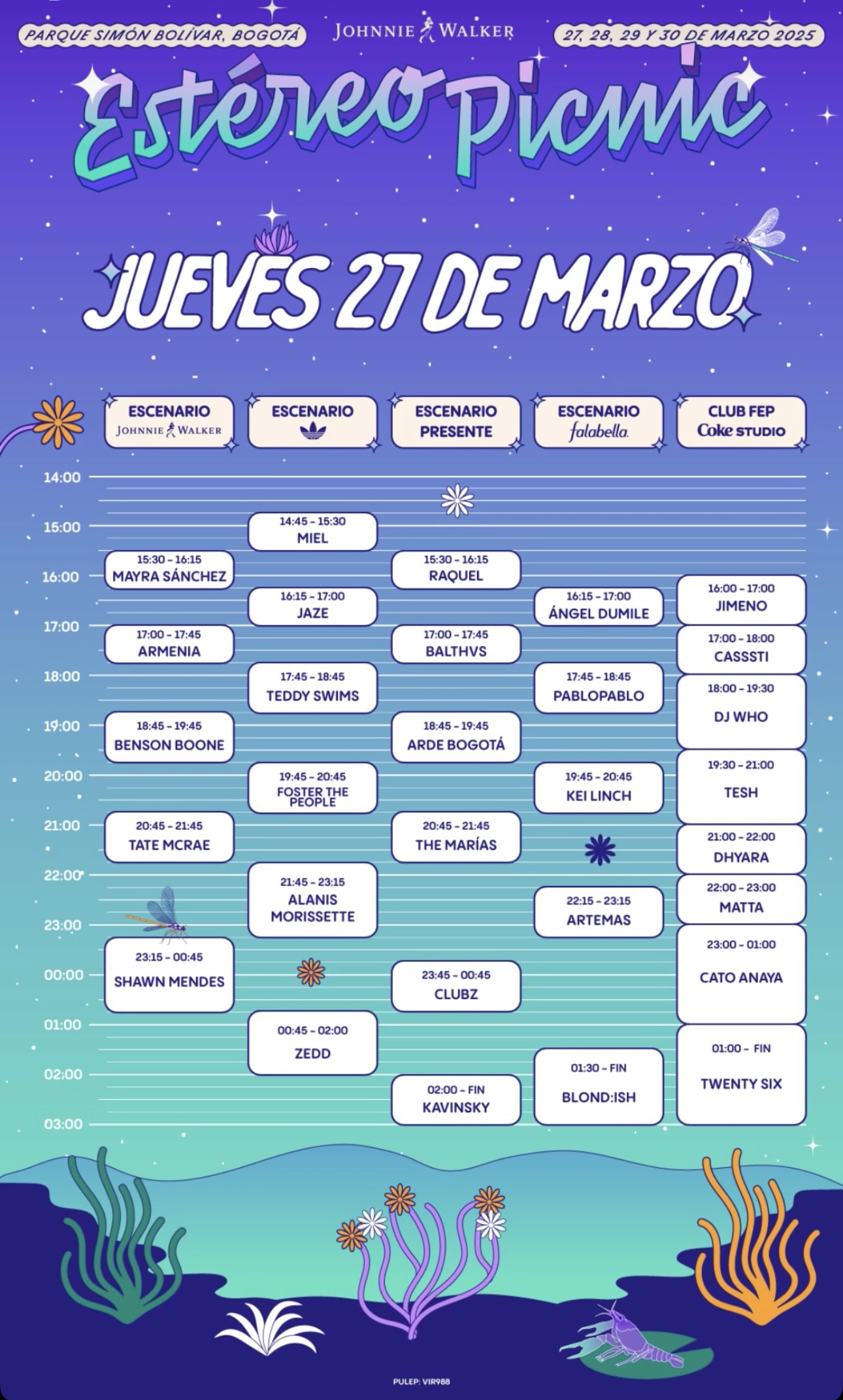 Jueves: horarios y artistas del FEP 2025