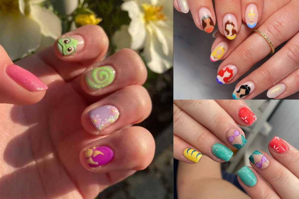 Una de las mejores ideas para uñas de Halloween para niñas es un diseño de princesas.