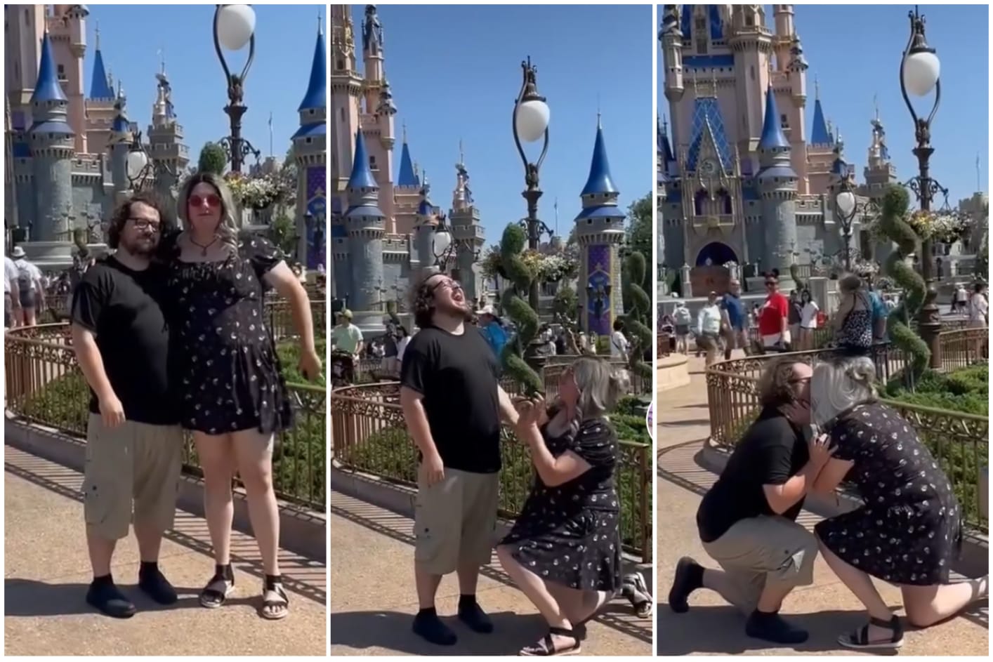 Pareja se pidió matrimonio al mismo tiempo en parque de Disney
