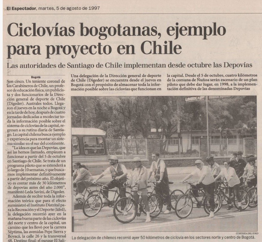 Estos son algunos artículos que han registrado la evolución de la Ciclovía.