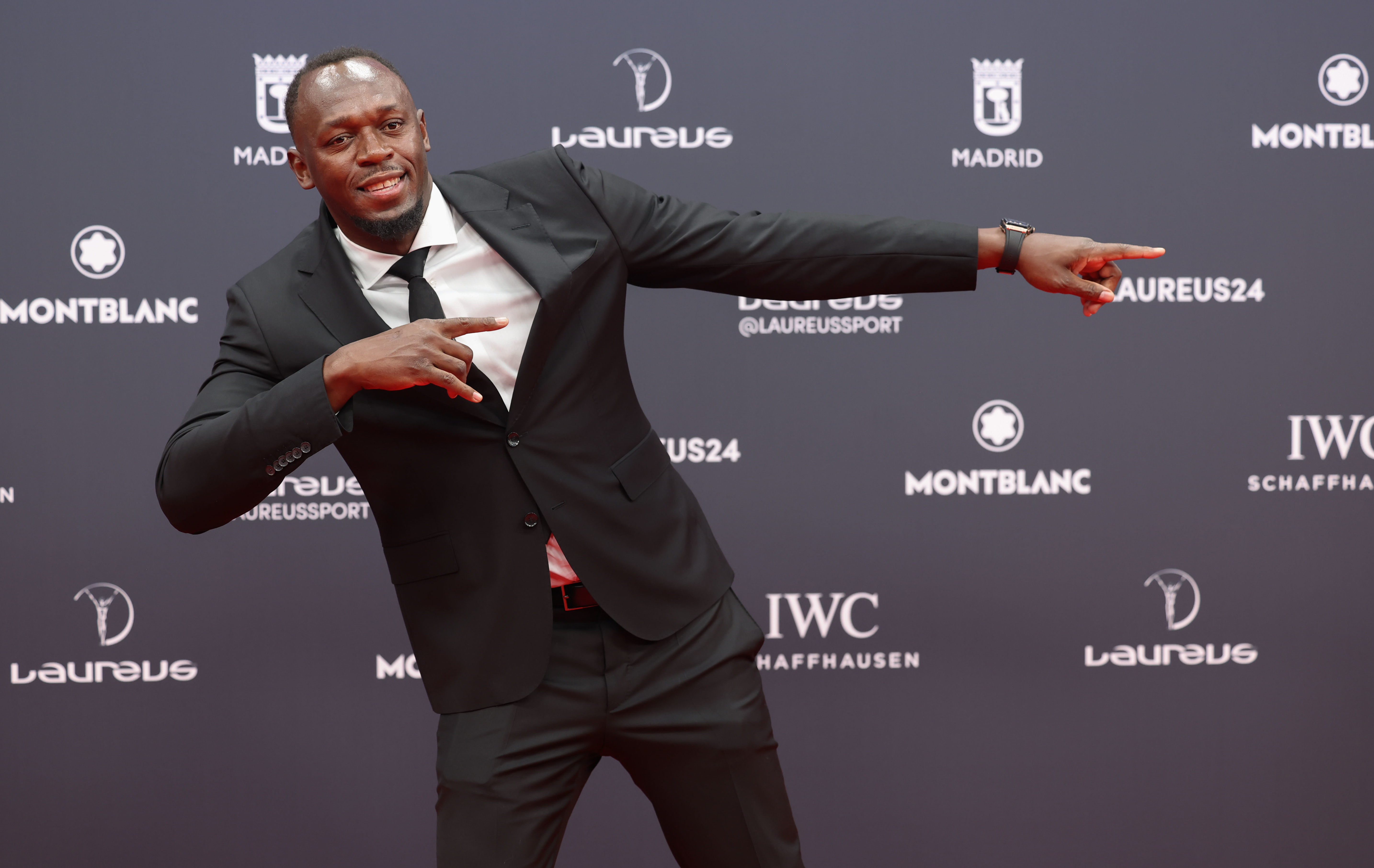 -FOTODELDÍA- MADRID, 22/04/2024.- El exatleta jamaicano Usain Bolt a su llegada a la gala de entrega de los Premios Laureus este lunes en el Palacio Cibeles de Madrid.EFE/ Kiko Huesca