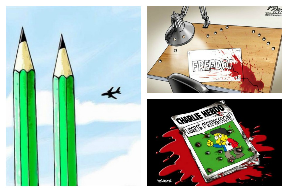 Fuerte protesta de caricaturistas del mundo en solidaridad tras masacre en Charlie Hebdo