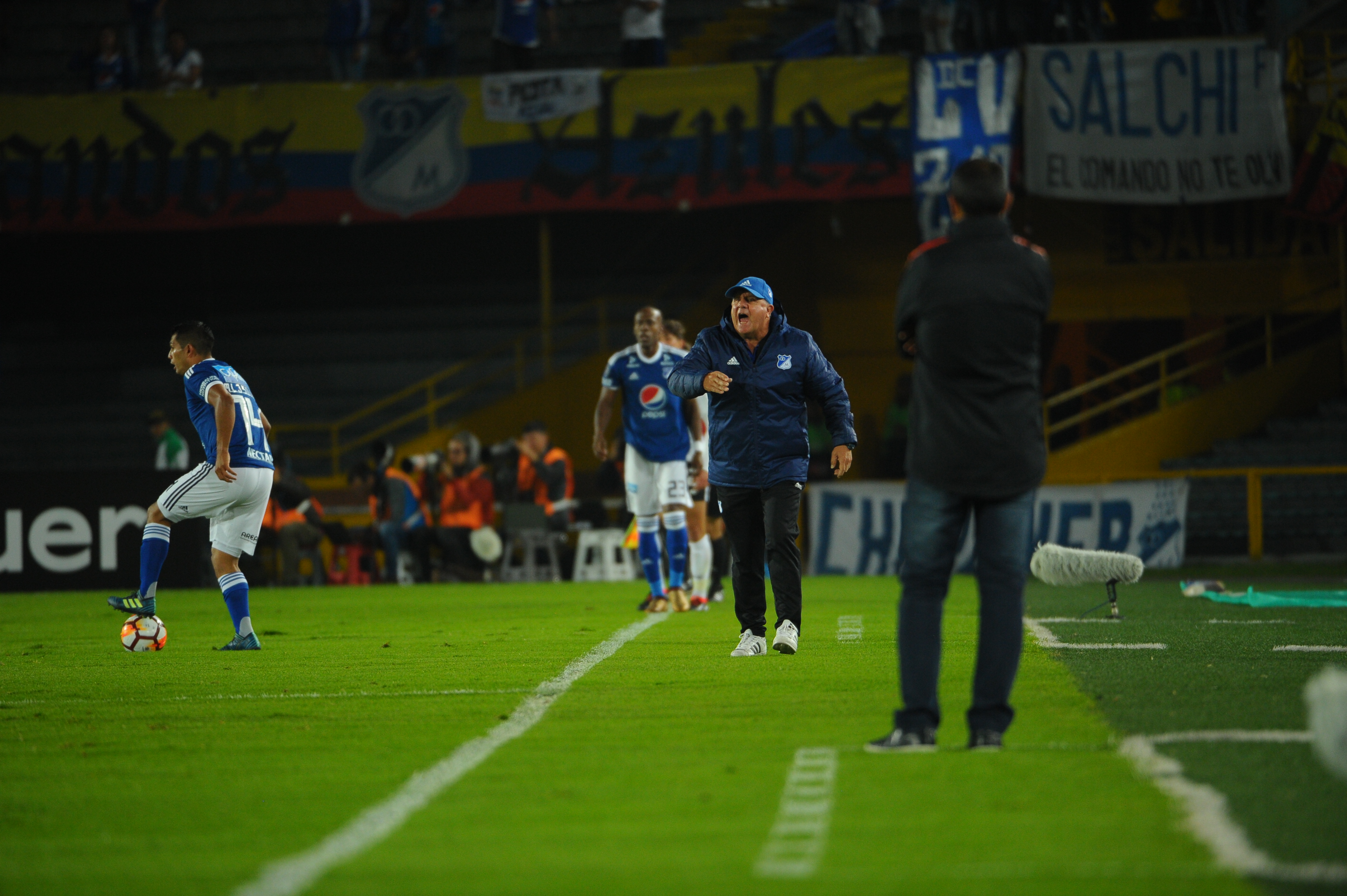 Asistente técnico de Miguel Ángel Russo, que dirige a Millonarios, en el partido ante Corinthians por la primera jornada del grupo G de la Copa Libertadores 2018.