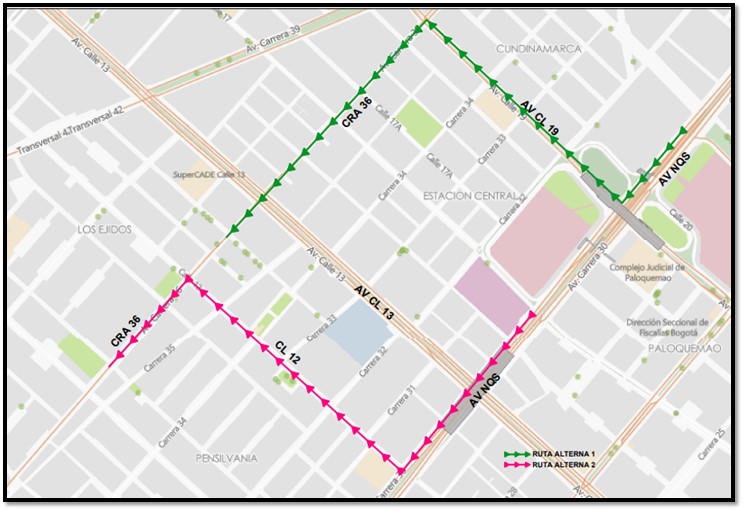 Rutas alternas en cierre de la NQS con calle sexta.