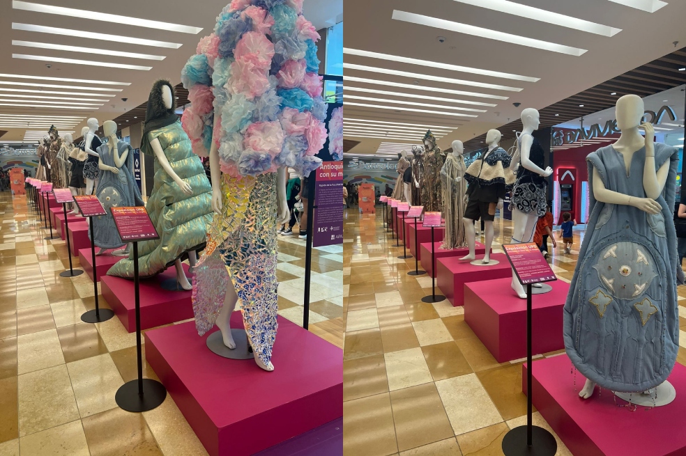 30 estudiantes de Diseño de Vestuario de la UPB mostraron sus diseños en la temporada de moda en el centro comercial Arkadia, en Medellín. Las piezas estarán expuestas durante abril. / Cortesía