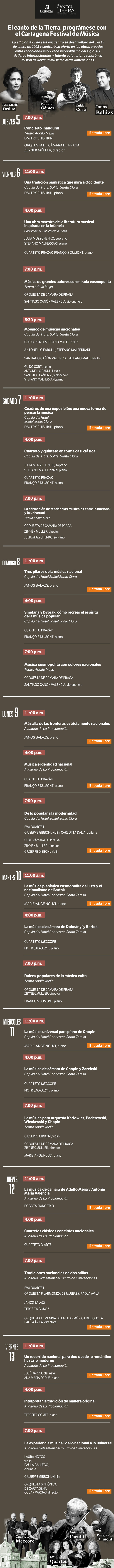 Programación del Cartagena XVII Festival de Música.