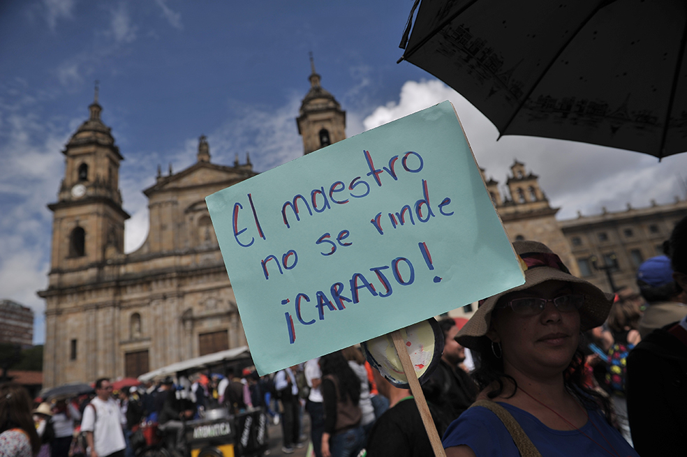 Maestros y arroceros marcharon en Bogotá