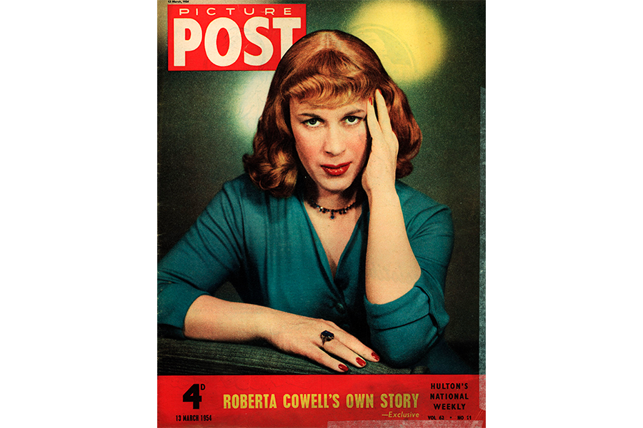 Roberta Cowell (1918 - 2011), mujer trans británica, en la portada de la edición del 13 de marzo de 1954 de la revista Picture Post. (Foto de Maurice Ambler/Picture Post/IPC Magazines/Getty Images)
