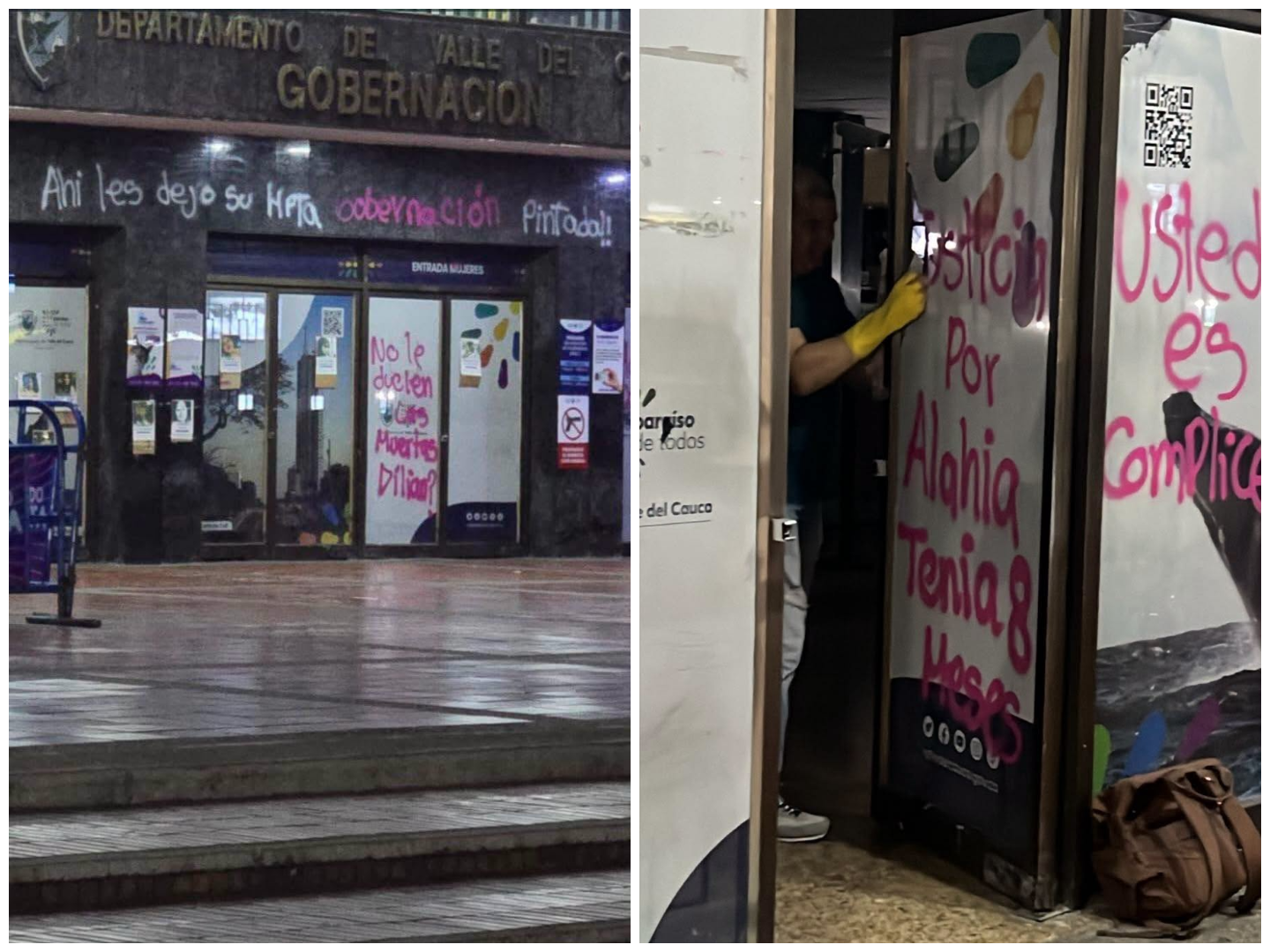 Vandalizan la gobernación del Valle tras hallazgo de restos de hija de María Camila Potosí