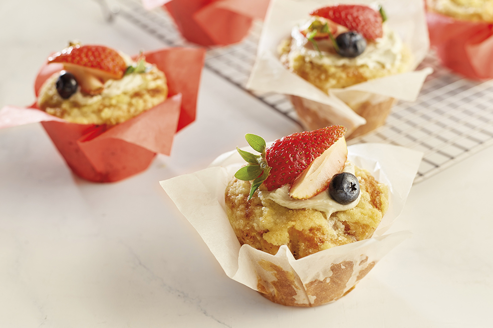 Muffins de fresa y macadamia, fáciles de hacer