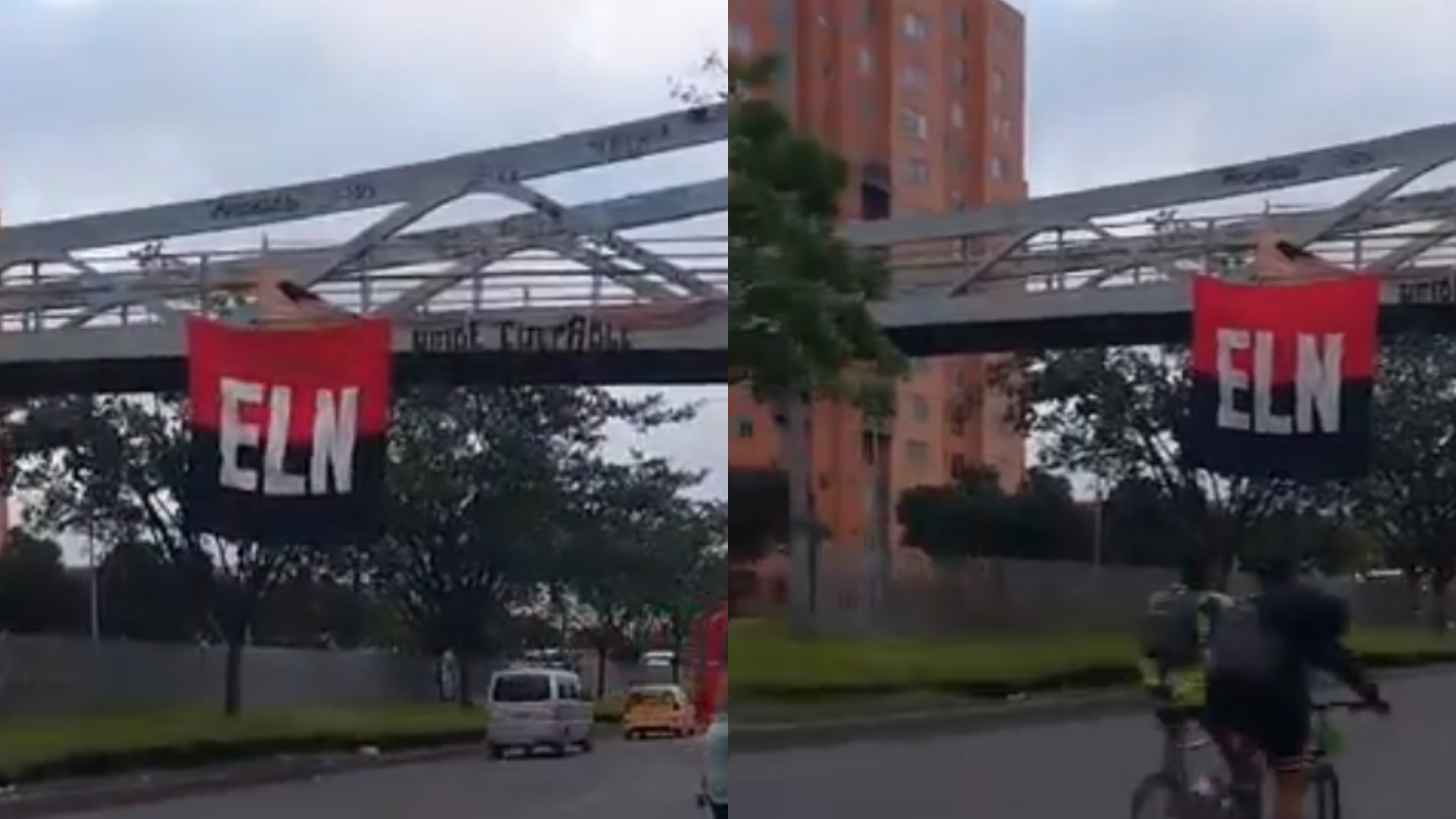 Inquietud por otra bandera del ELN desplegada en puente peatonal de Ciudad Bolívar