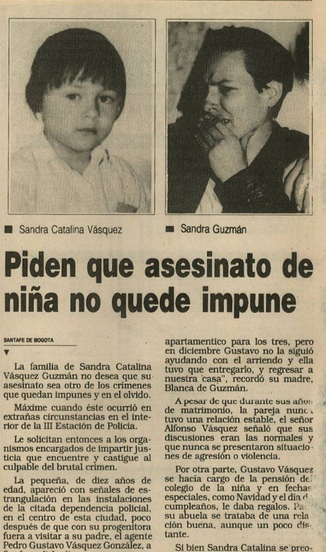 En el Jardín de la Siempreviva, en la carrera 1 con calle 19ª se realizó un homenaje a Sandra Catalina Vásquez, la niña de nueve años, que fue asesinada en una estación de Policía de Bogotá.