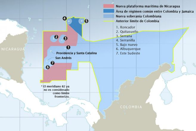 Nueva soberanía de Colombia y Nicaragua en el mar caribe, de acuerdo con el fallo de la Corte Internacional de Justicia / Archivo El Espectador