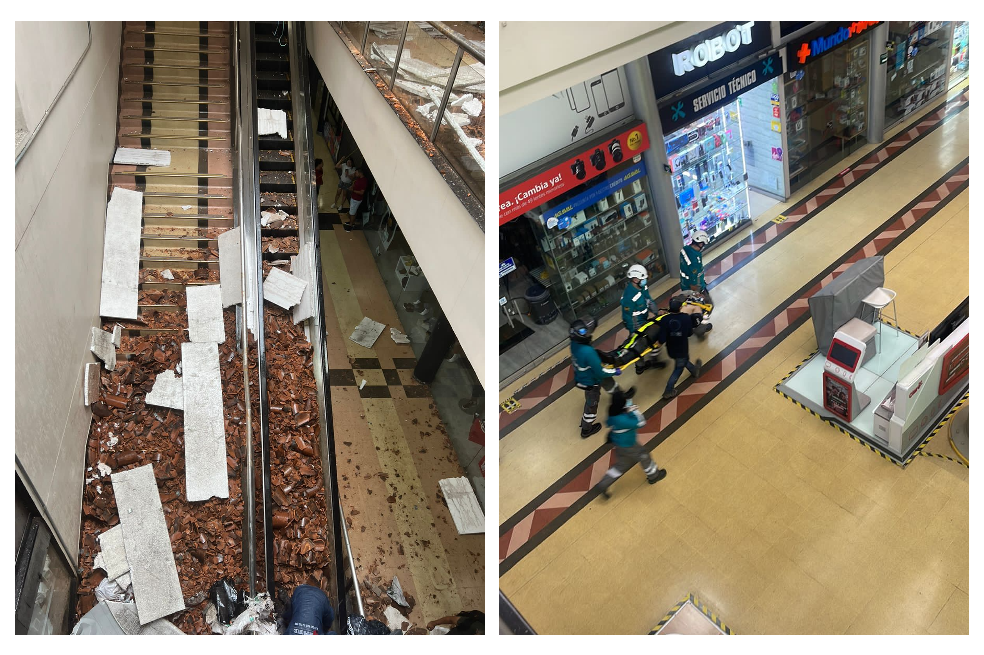 Video: Desplome en techo de centro comercial de Medellín dejó una persona herida