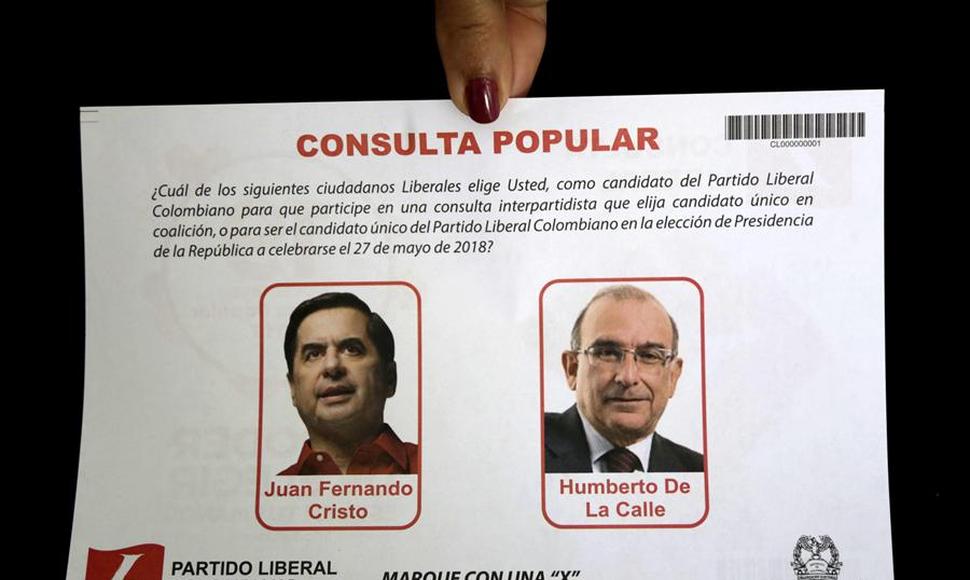 Este es el tarjetón con que se realizó la consulta del Partido Liberal.