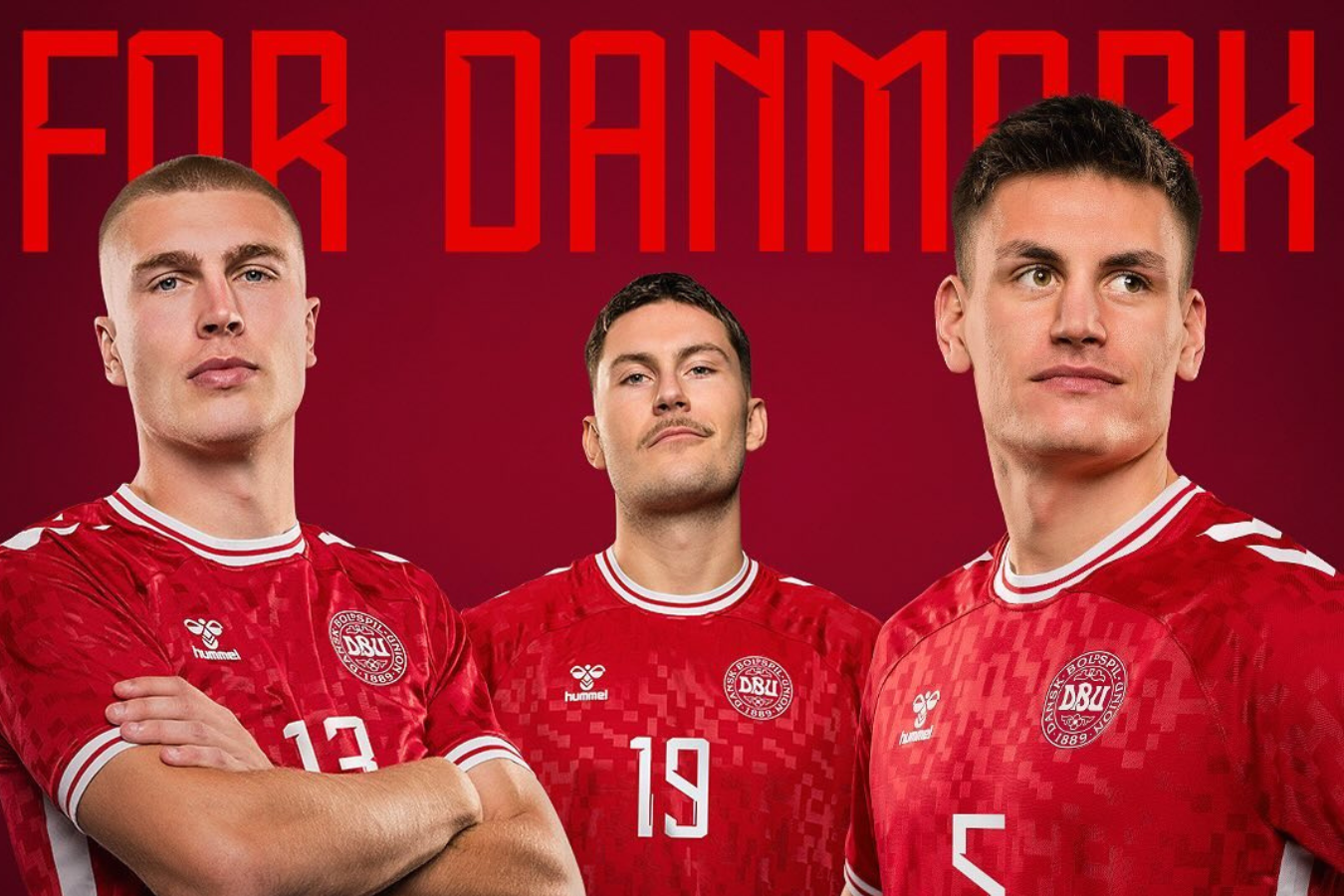 Rasmus Nissen Kristensen (izq.), Jonas Older Wind y Joakim Mahle, jugadores de la selección de Dinamarca.