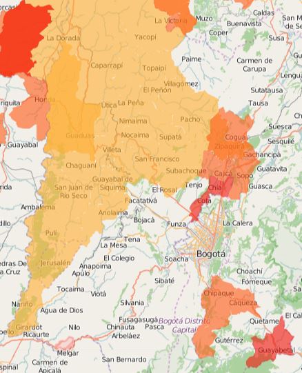 Alertas en Cundinamarca. Tomado de www.pronosticosyalertas.gov.co.