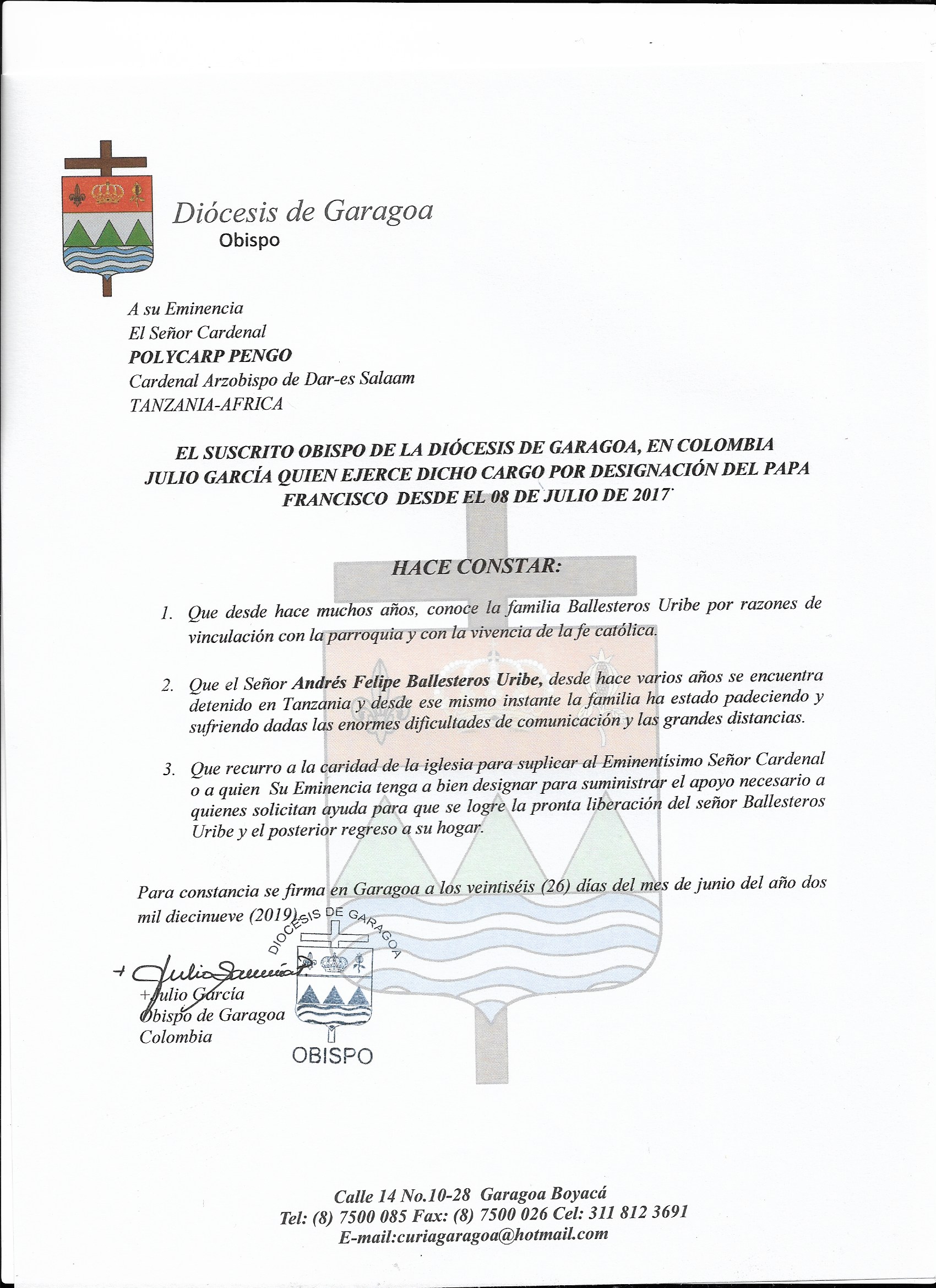 Ahora la única esperanza se encuentra en los organismos internacionales. Andrés Felipe y su familia han hecho constantes llamados para que Naciones Unidas, a través de Michelle Bachelet, y la Unión Africana de Naciones, llamen la atención y se cumpla la orden inicial del juez.