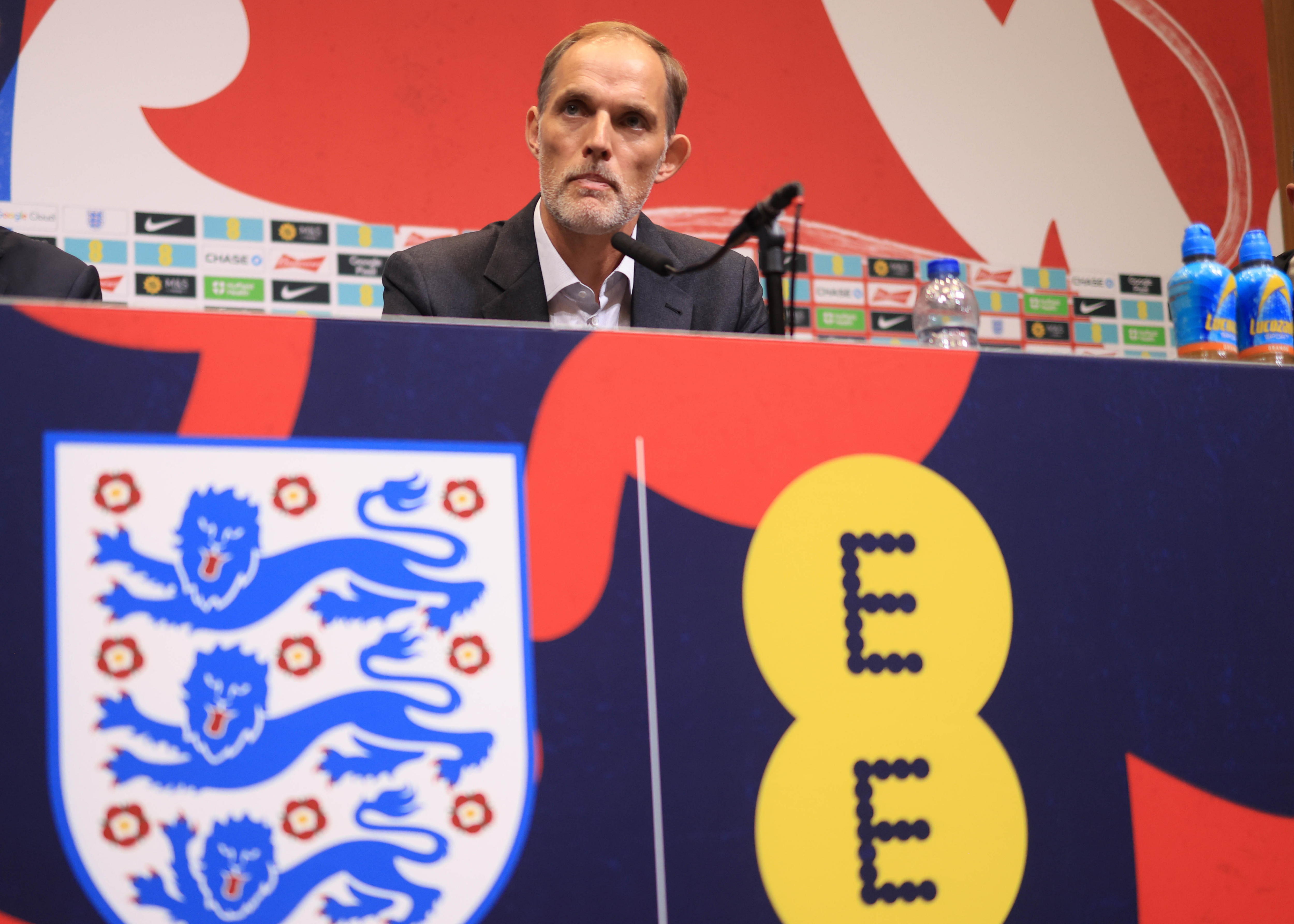 London (United Kingdom), 16/10/2024.- The latest head coach of the England national men'Äôs soccer team Thomas Tuchel speaks at a media briefing at Wembley Stadium in London, Britain, 16 October 2024. The former Bayern Munich and Chelsea manager will take over the position on a permanent basis from 01 January 2025. (Reino Unido, Londres) EFE/EPA/NEIL HALL