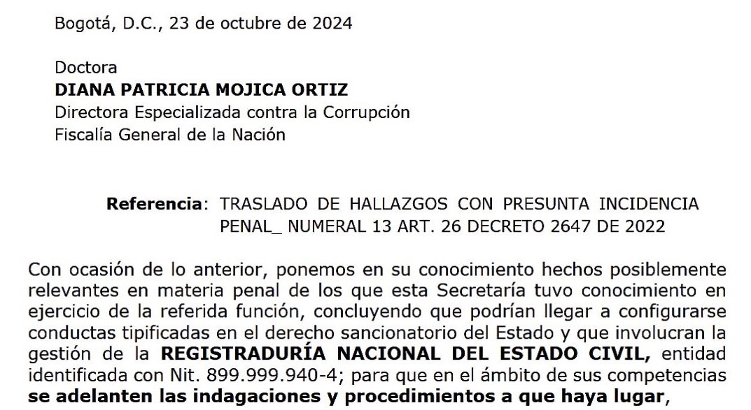 El secretario de Transparencia, Andrés Idárraga, trasladó sus hallazgos de presuntas irregularidades a la Fiscalía.