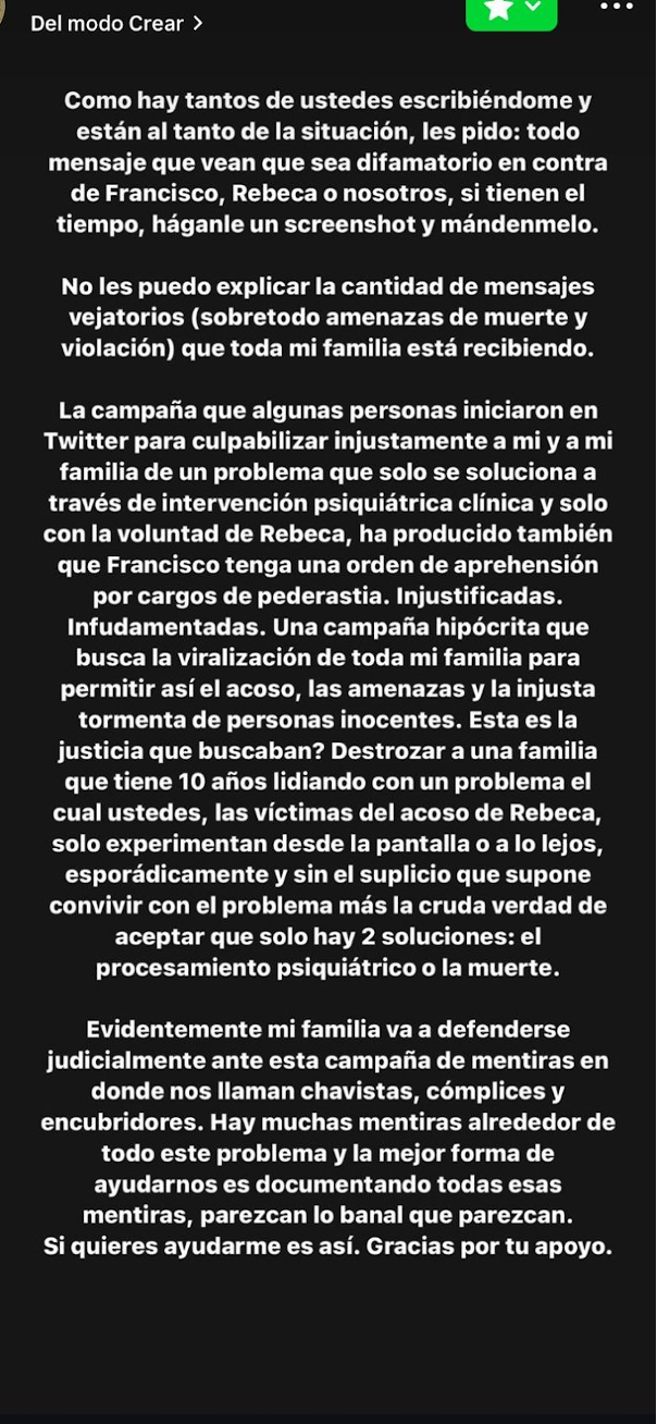 Usuarios de redes sociales expusieron el mensaje que los familiares de Rebeca García dieron a su allegados.