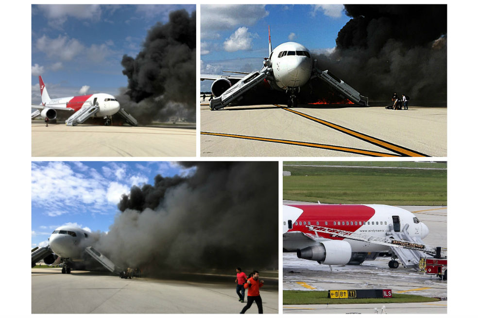 En imágenes: Avión con más de 100 personas a bordo se incendió al despegar
