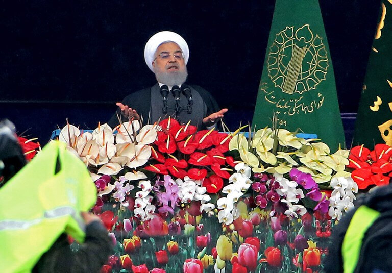 El presidente de Irán Hasan Rohani durante las celebraciones de los cuarenta años de la revolución islámica. / AFP