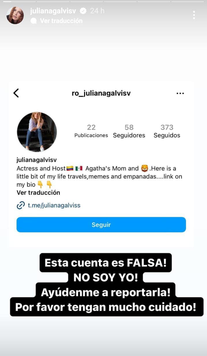 Juliana Galvis advierte a sus seguidores de perfil falso que le crearon