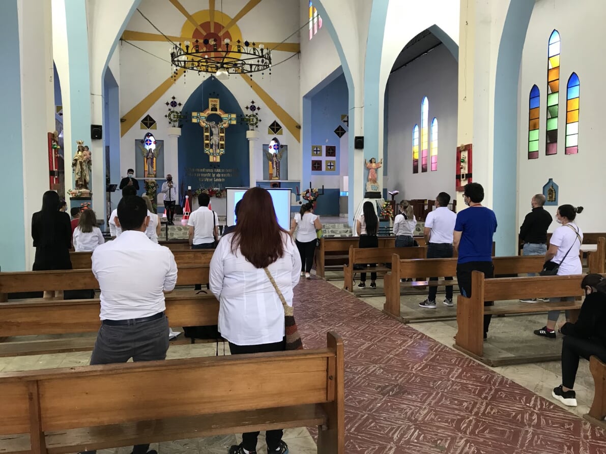Iglesia de Nuestra Señora de Lourdes. Ha sido reconstruida varias veces, por los diferentes golpes de los grupos insurgentes.