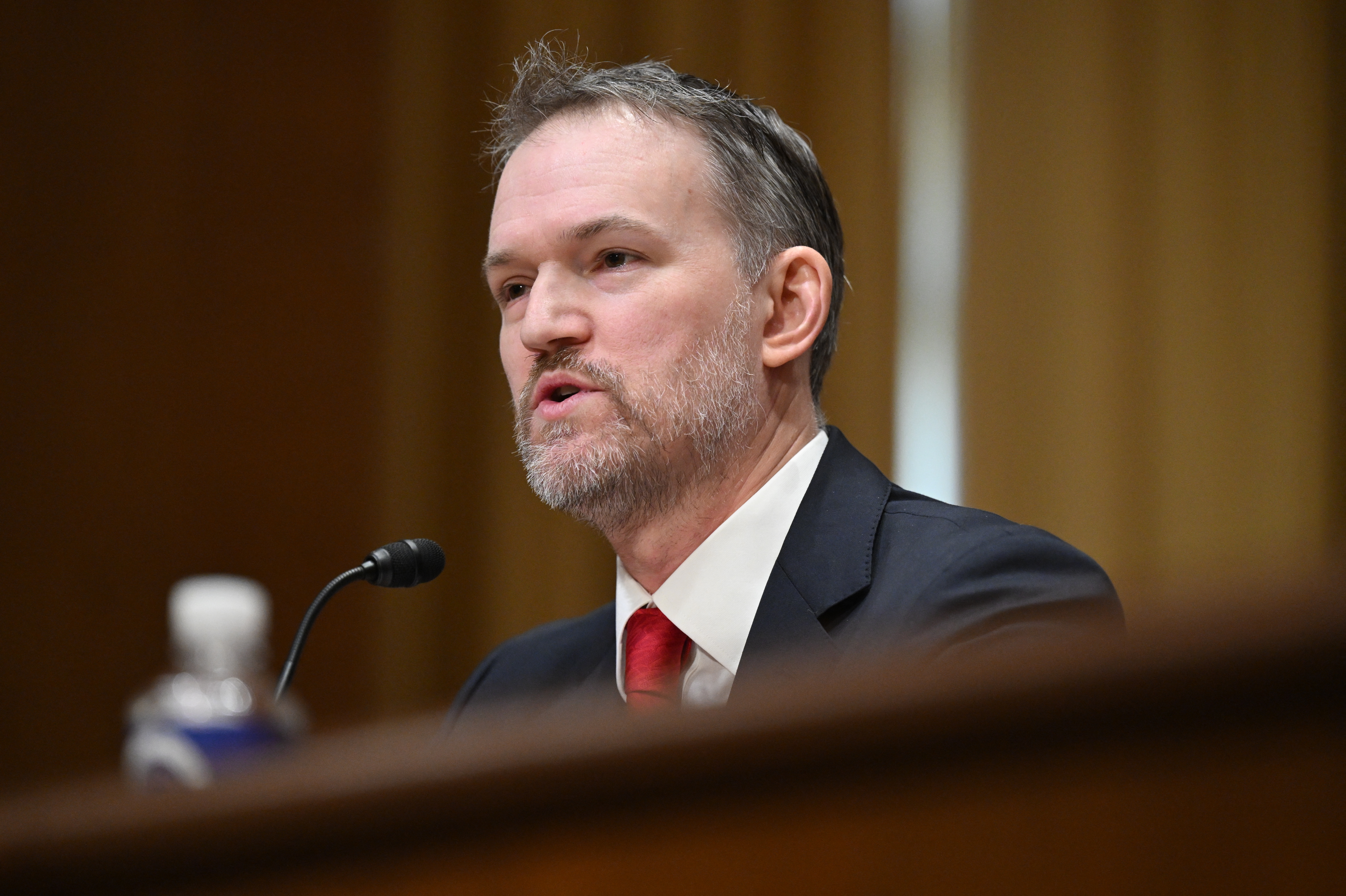 Jamieson Greer testifies during a Senate Finance Committee hearing on his nomination to be US Trade Representative, on Capitol Hill in Washington, DC, on February 6, 2025. (Photo by SAUL LOEB / AFP)