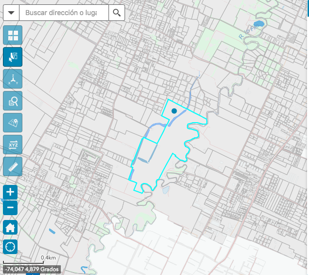 Imagen del “Antiguo Darién”, lote englobado donde se encuentra la Chucua. Tomada del Geoportal para consulta Catastral del IGAC.