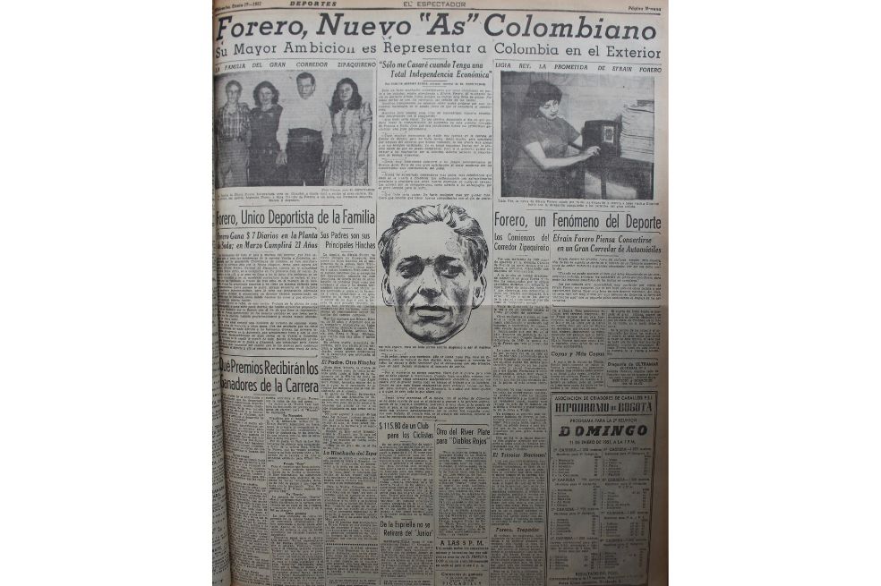 Desde el inicio de la competencia, Efraín Forero fue el corredor más destacado de la competencia. Ganó la carrera con solvencia y era considerado un "As".