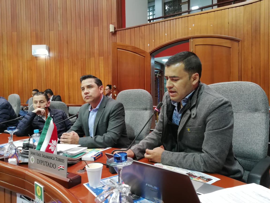 Germán Tiberio y Jaime Raúl Salamanca en sesión de la Asamblea de Boyacá.